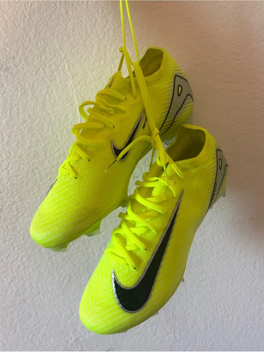 Nike Kids Neon Yellow Soccer Cleats with Black Swoosh